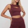 Tala SKINLUXE BUILT-IN SUPPORT CROP CUT OUT VEST - DARK CHERRY