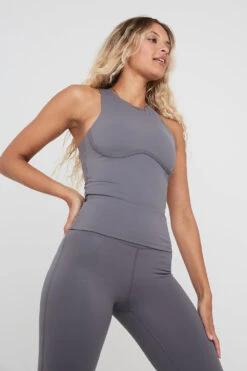 Tala SKINLUXE BUILT-IN SUPPORT HIGH NECK VEST - TORNADA GREY -Sportswear Store TALASkinluxe Borgecom 44 013