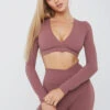 Tala DAYFLEX WRAP LONG SLEEVE CROP TOP - DESERT ROSE