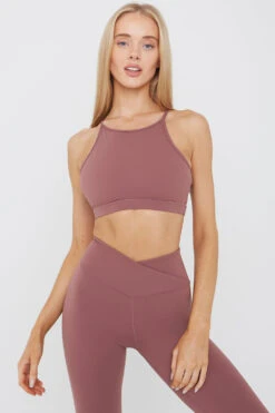 Tala DAYFLEX HIGH NECK KEYHOLE SPORTS BRA - DESERT ROSE