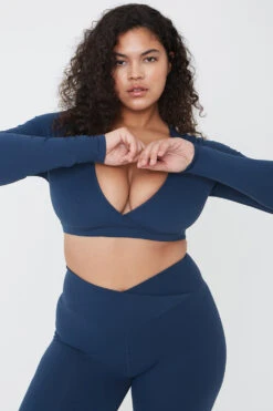 Tala DAYFLEX WRAP LONG SLEEVE CROP TOP - SEA BLUE -Sportswear Store TALA 09 050