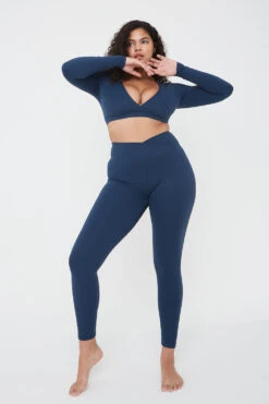 Tala DAYFLEX WRAP LONG SLEEVE CROP TOP - SEA BLUE -Sportswear Store TALA 09 071