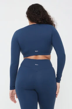 Tala DAYFLEX WRAP LONG SLEEVE CROP TOP - SEA BLUE -Sportswear Store TALA 09 072