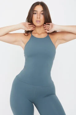 Tala DAYFLEX BUILT-IN SUPPORT HIGH NECK KEYHOLE VEST - LAKE GREEN