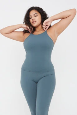 Tala DAYFLEX BUILT-IN SUPPORT HIGH NECK KEYHOLE VEST - LAKE GREEN -Sportswear Store TALA 12 006