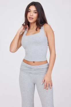Tala 365 SCULPTING LOUNGE RIBBED TANK - GREY MARL