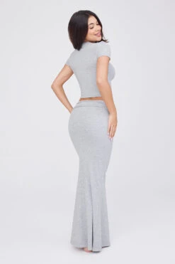 Tala 365 SCULPTING LOUNGE MULTIWAY FOLD WAIST MAXI SKIRT - GREY MARL -Sportswear Store TALA 17 GREY SKIRT REG TOP 959
