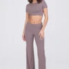 Tala 365 SCULPTING LOUNGE MULTIWAY FOLD WAIST FLARED TROUSERS - MOCHA
