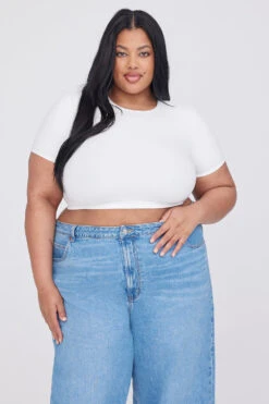 Tala 365 SCULPTING LOUNGE SHORT SLEEVE CROP T-SHIRT - COCONUT MILK