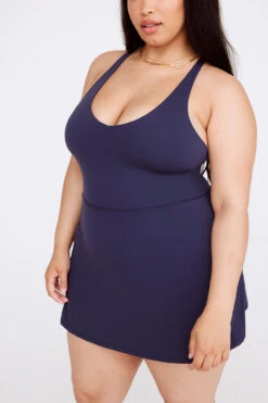 Tala DAYFLEX TENNIS DRESS - NAVY -Sportswear Store TALA COURT 02 NAVY VEST SKORT 047