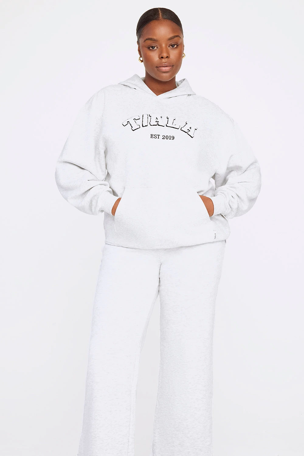 Tala VOLLEY CLUB OVERSIZED HOODIE WITH BORG LOGO - GREY MARL 4 Tala VOLLEY CLUB OVERSIZED HOODIE WITH BORG LOGO - GREY MARL - Image 4