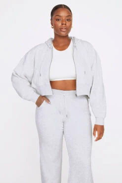 Tala CROPPED ZIP THROUGH HOODIE - GREY MARL -Sportswear Store TALA GREY 04 VOLLEY HOODIE JOGGER 070copy