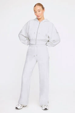 Tala OFF DUTY WIDE LEG CLUB JOGGER - GREY MARL -Sportswear Store TALA GREY 14 CROPPED ZIP WIDE LEG JOGGER 208copy