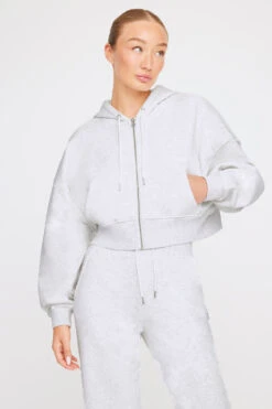 Tala CROPPED ZIP THROUGH HOODIE - GREY MARL -Sportswear Store TALA GREY 14 CROPPED ZIP WIDE LEG JOGGER 216copy