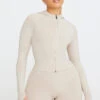 Tala SCULPT SEAMLESS ZIP THROUGH HOODIE JACKET- CHAI MARL