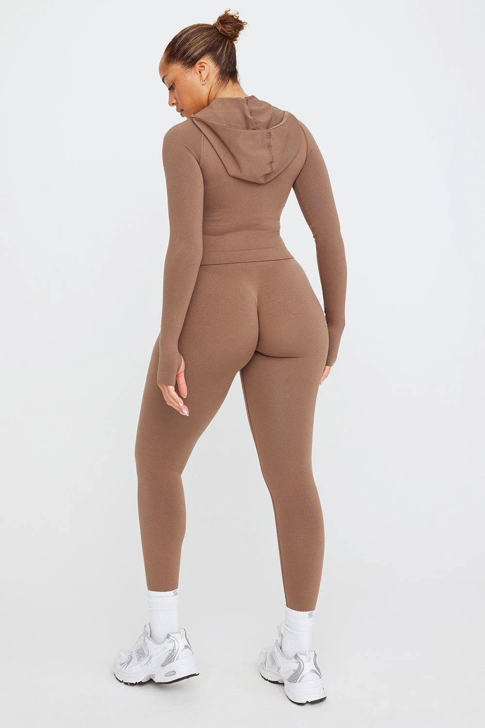 Tala SCULPT SEAMLESS ZIP THROUGH HOODIE JACKET- CACAO MARL 4 Tala SCULPT SEAMLESS ZIP THROUGH HOODIE JACKET- CACAO MARL - Image 4