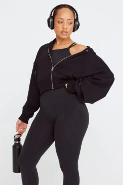 Tala CROPPED ZIP THROUGH HOODIE - BLACK 7 Tala CROPPED ZIP THROUGH HOODIE - BLACK -Sportswear Store TALA SCULPT 04 BLACK CROP HOODIE 545