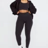 Tala CROPPED ZIP THROUGH HOODIE - BLACK