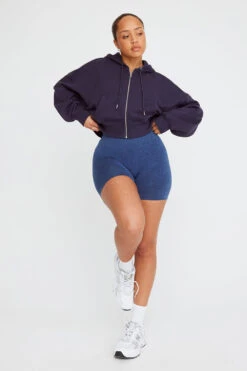 Tala CROPPED ZIP THROUGH HOODIE - NAVY