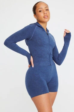 Tala SCULPT SEAMLESS ZIP THROUGH HOODIE JACKET- FRENCH NAVY MARL -Sportswear Store TALA SCULPT 09 NAVY JACKET SHORTS 988 e4a236b7 cc79 4a2f 8ab1 95fc2a658b51