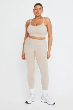 Tala SCULPT SEAMLESS STRAPPY SPORTS BRA - CHAI MARL -Sportswear Store TALA SCULPT 10 LATTE STRAPPY BRA LEGGINS 1306