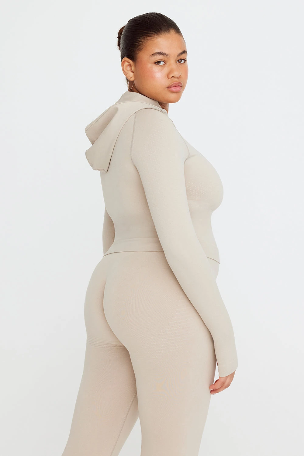 Tala SCULPT SEAMLESS ZIP THROUGH HOODIE JACKET- CHAI MARL 5 Tala SCULPT SEAMLESS ZIP THROUGH HOODIE JACKET- CHAI MARL - Image 5
