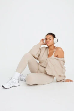 Tala CROPPED ZIP THROUGH HOODIE - LATTE -Sportswear Store TALA SCULPT 10 LATTE STRAPPY BRA LEGGINS 1425