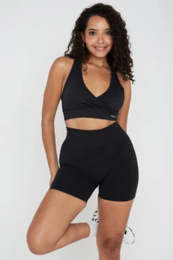 Tala SCULPT SEAMLESS WRAP SPORTS BRA - BLACK MARL -Sportswear Store blbra2copy